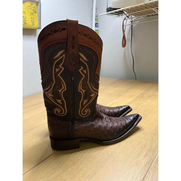 Los Altos Full Quill Ostrich Cowboy Boots Brown Western Leather Mens 7 EE Mexico main image 8